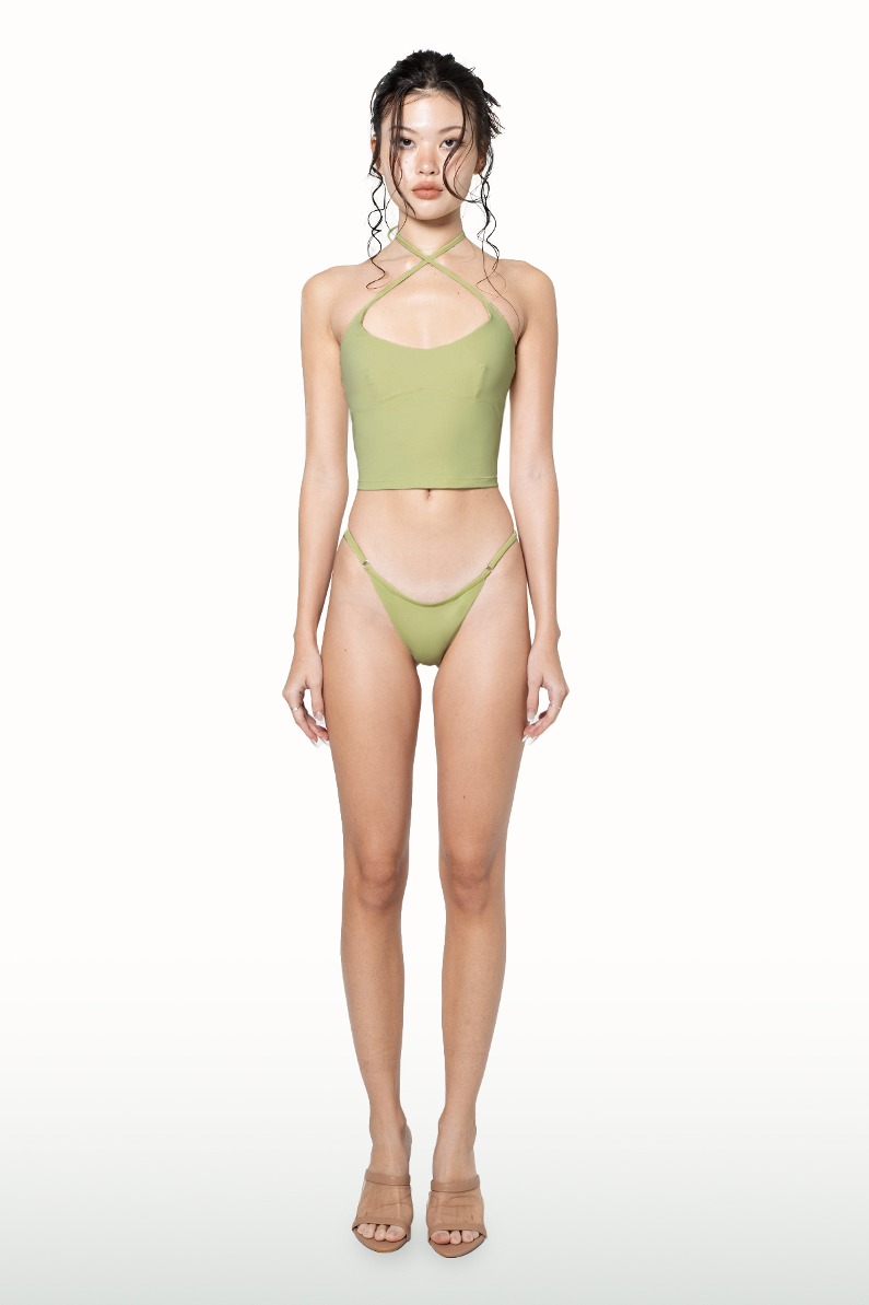 Adore halter top bikini set in lime