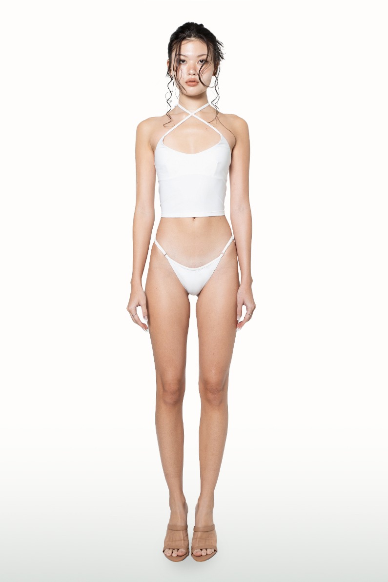 Adore halter top bikini set in white