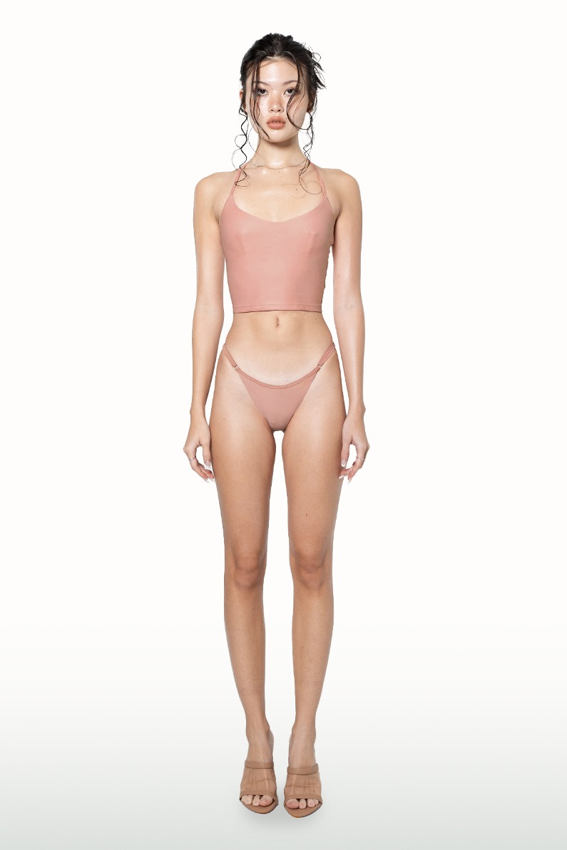 Adore halter top bikini set in peach