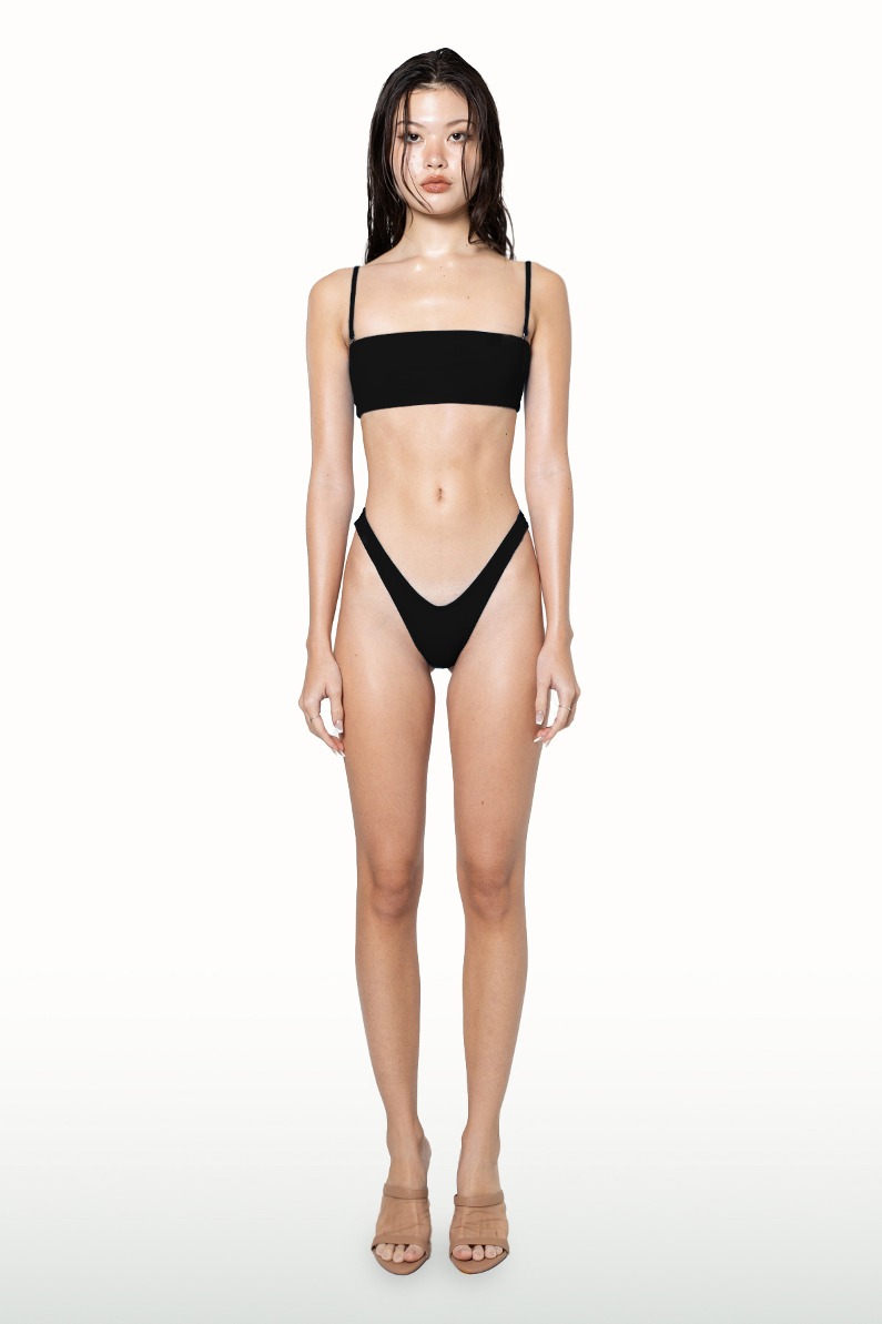 Luxe micro bandeau bikini set in black
